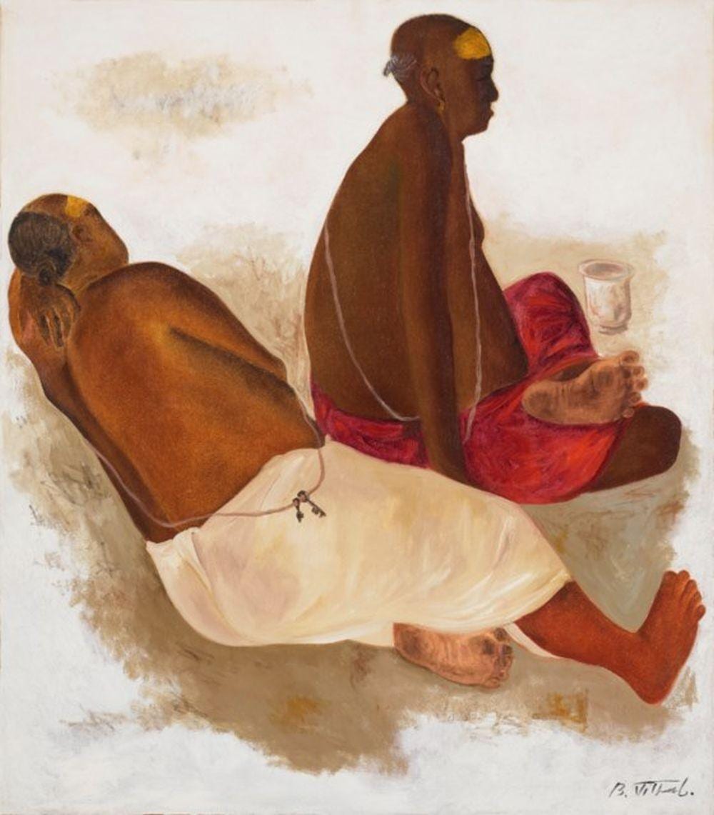 B. Vithal comparable auction result: b vithal 1935 1992 untitled seated brahmins oil on canvas 48 x 42 in