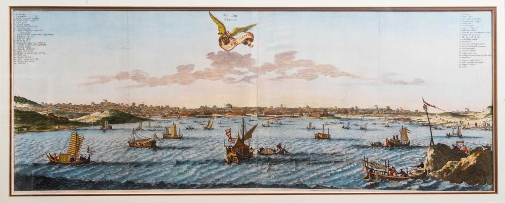 Arnoldus Montanus comparable auction result: arnoldus montanus ca 1625 1683 the citty osacco de stadt osacco osaka hand coloured copper engraving 1680