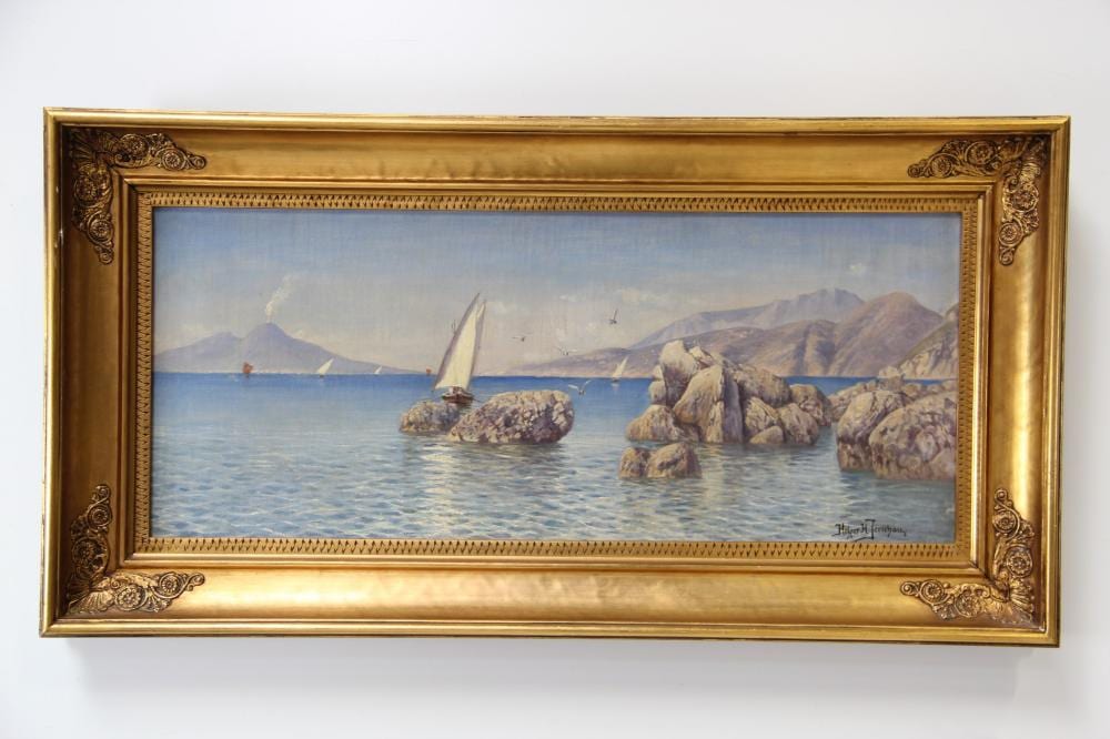 Holger Hvitfeldt Jerichau comparable auction result: holger hvitfeldt jerichau 1861 1900 parti fra napoli bugten med kig til vesuv olie p l rre