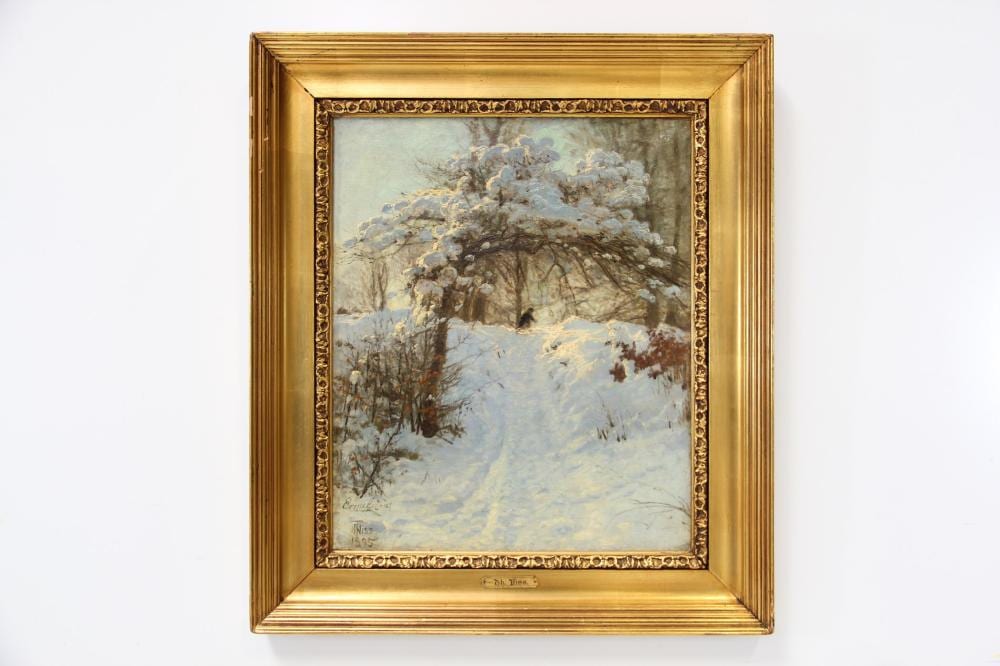 Thorvald Simeon Niss comparable auction result: thorvald niss 1842 1905 vinterparti fra ermelunden med person i sporet olie p l rred sign