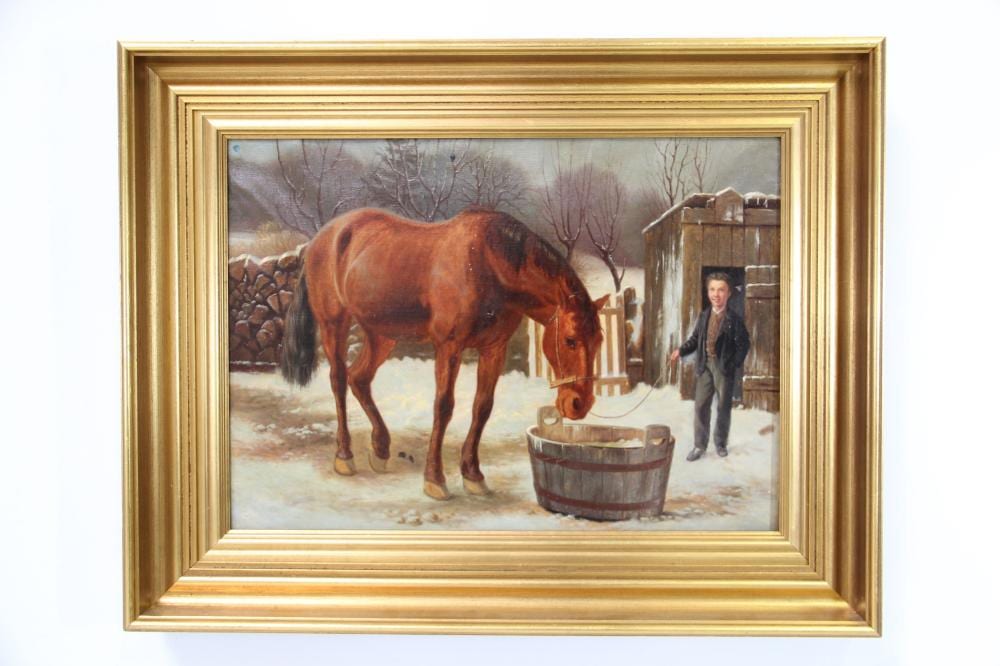 Frederik Rohde comparable auction result: frederik rohde 1816 1886 g rdeksteri r ved vintertide med hest og dreng olie p l rred fre