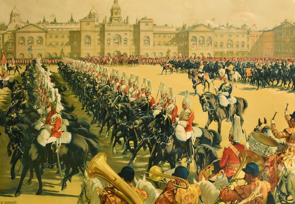 Christopher (1875) Clark comparable auction result: christopher clark 1875 1942 british a colour poster of the trooping the colour 31 x 46