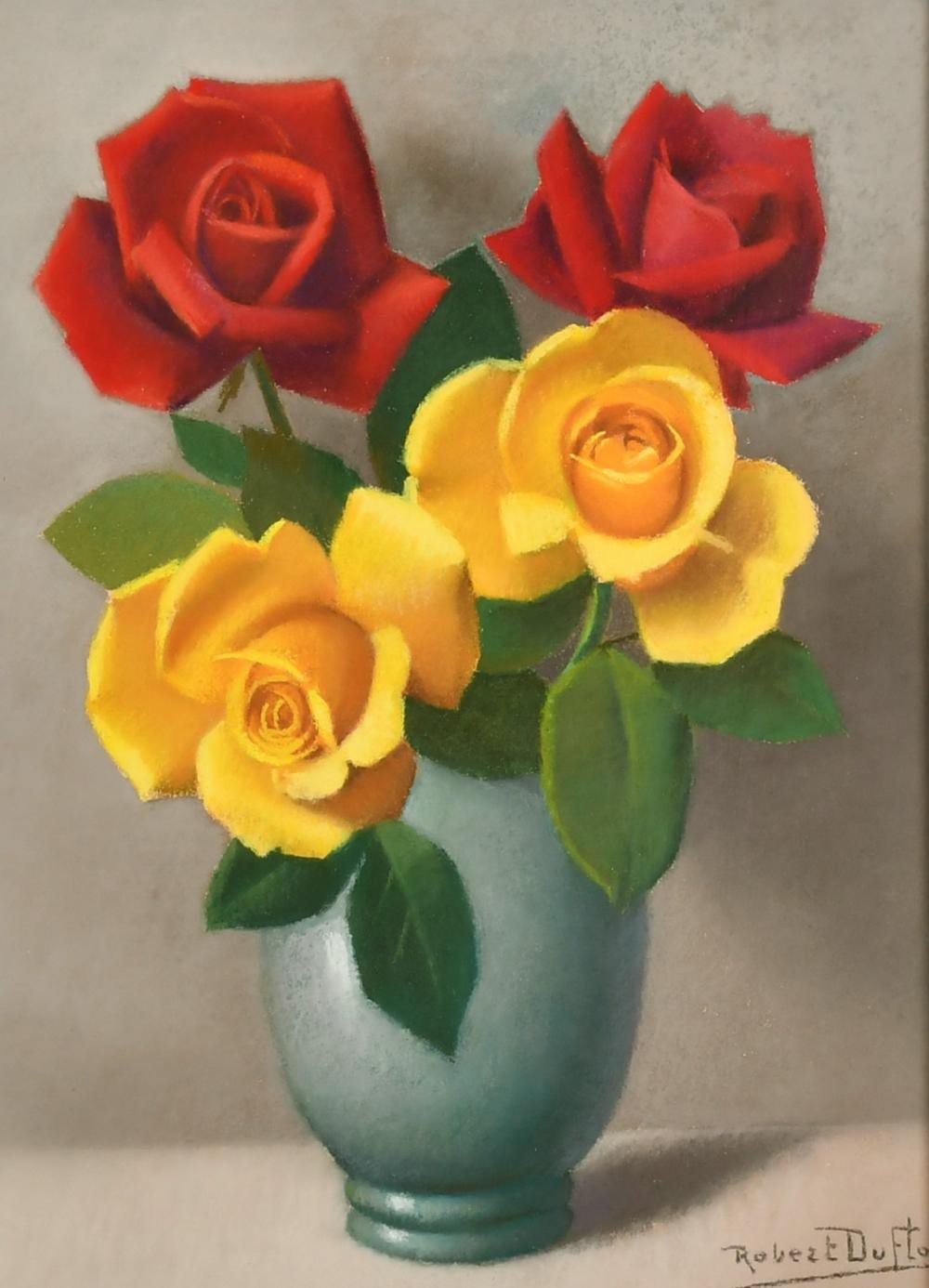 Robert Louis Raymond Duflos comparable auction result: robert louis raymond duflos 1898 1929 french a still life of red and yellow roses pastel signed 13 x 10