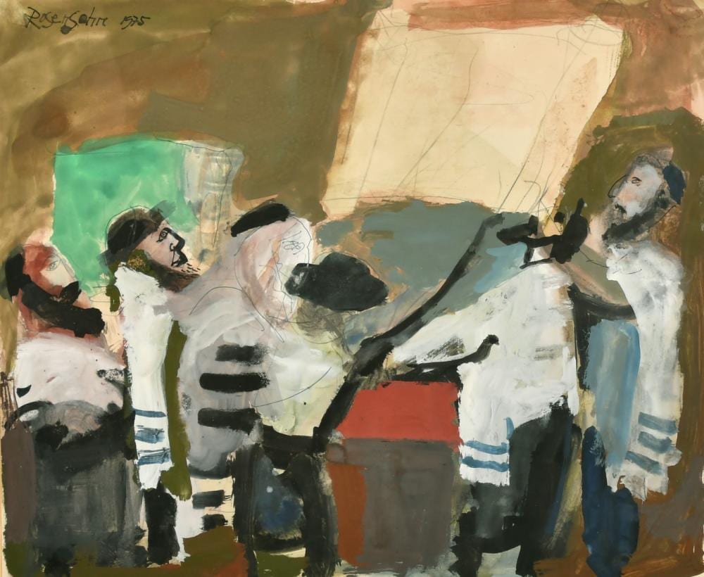 Lennart Rosensohn comparable auction result: lennart rosensohn 1918 1994 swedish rabbis gathering watercolour signed and dated 1975 14 5 x 18