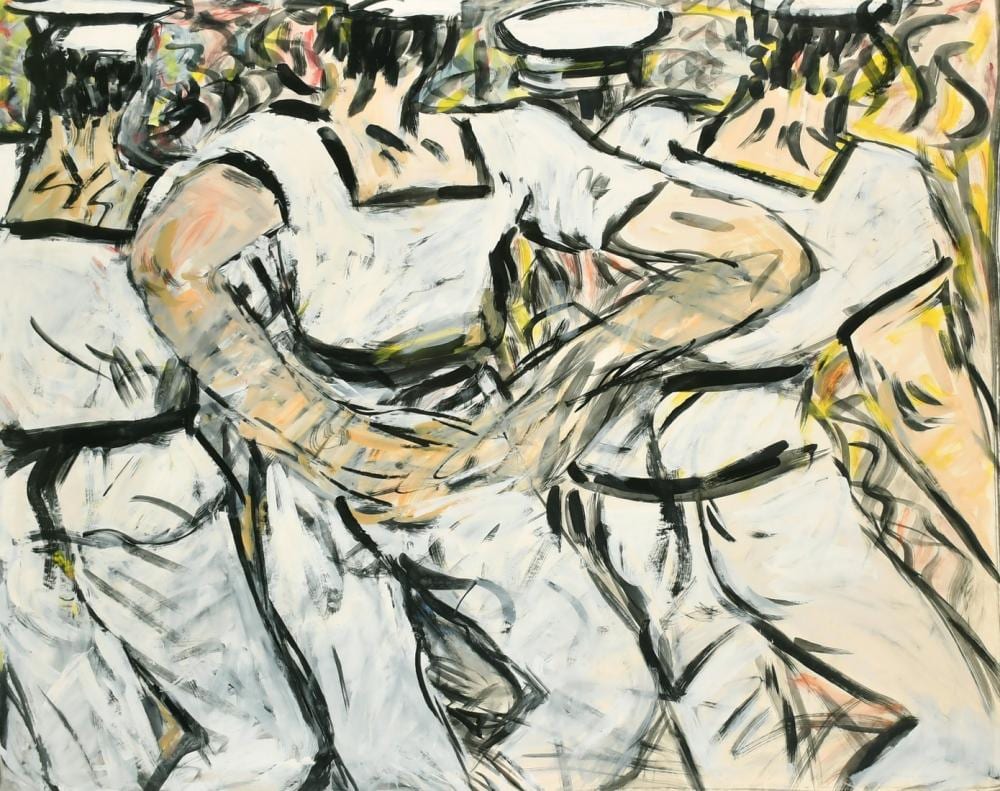 Fionna Carlisle comparable auction result: fiona carlisle b 1954 greek sailors acrylic on paper leinster contemporary art label verso with date 19