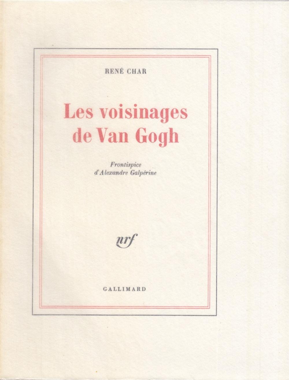 René Char comparable auction result: ren char les voisinages de van gogh frontispice d a
