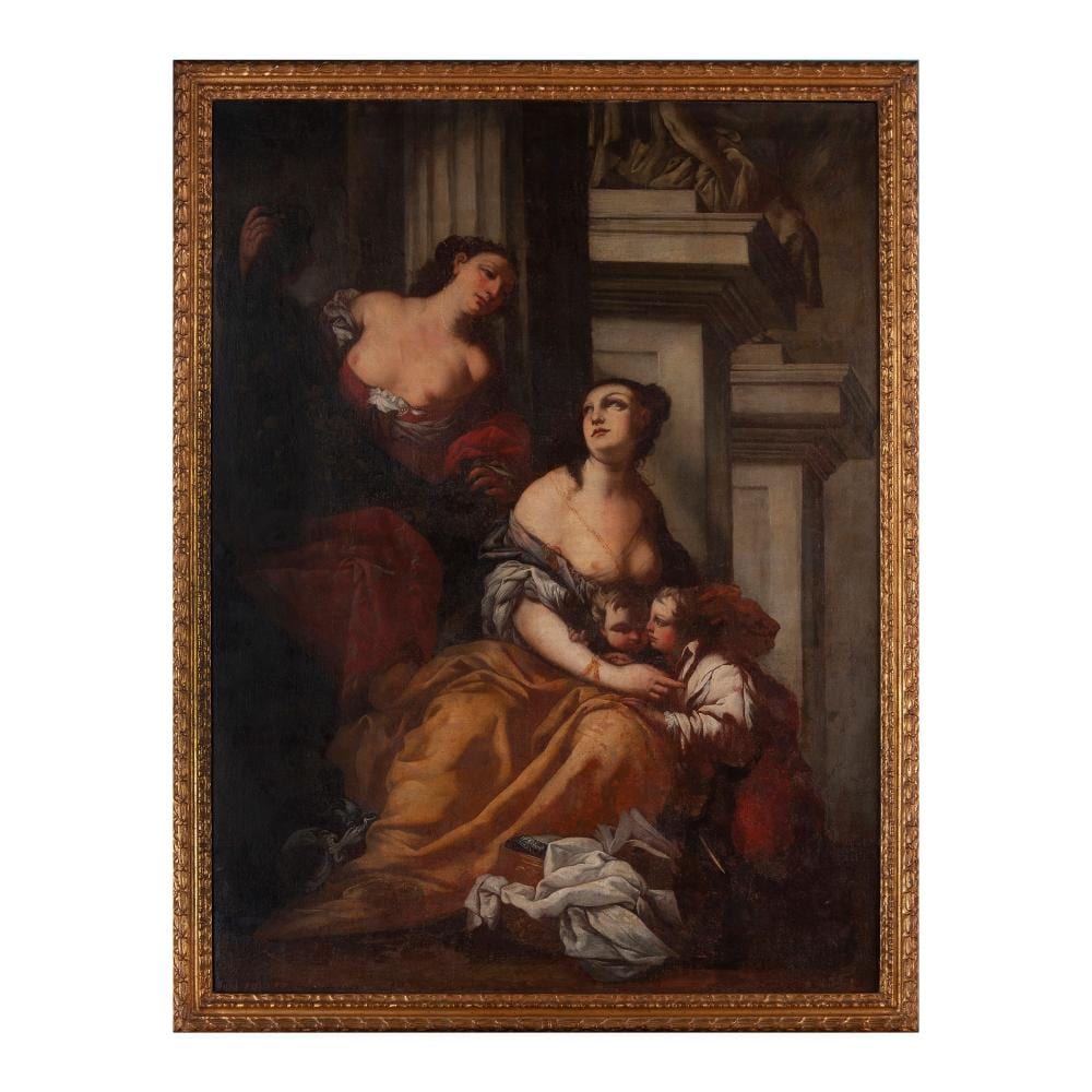 Francesco Ruschi comparable auction result: francesco ruschi rome 1610 treviso 1661 cornelia presenting her sons tiberius and gaius sempronius gracchus to a matron who had shown her her jewellery