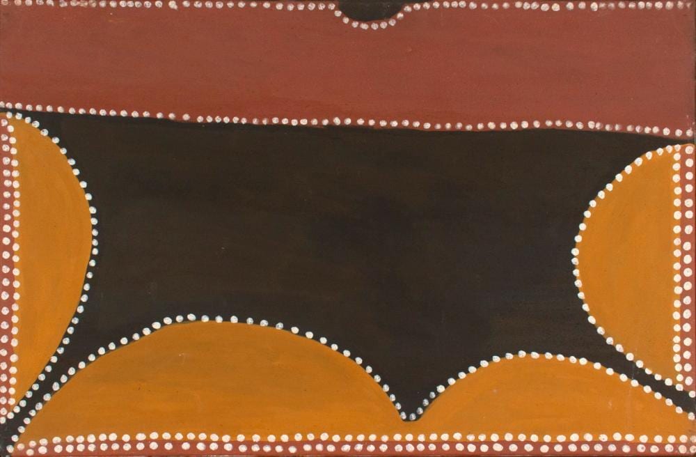 Henry Wambini comparable auction result: henry wambini nyargoonan gap ochres and acrylic on belgian linen