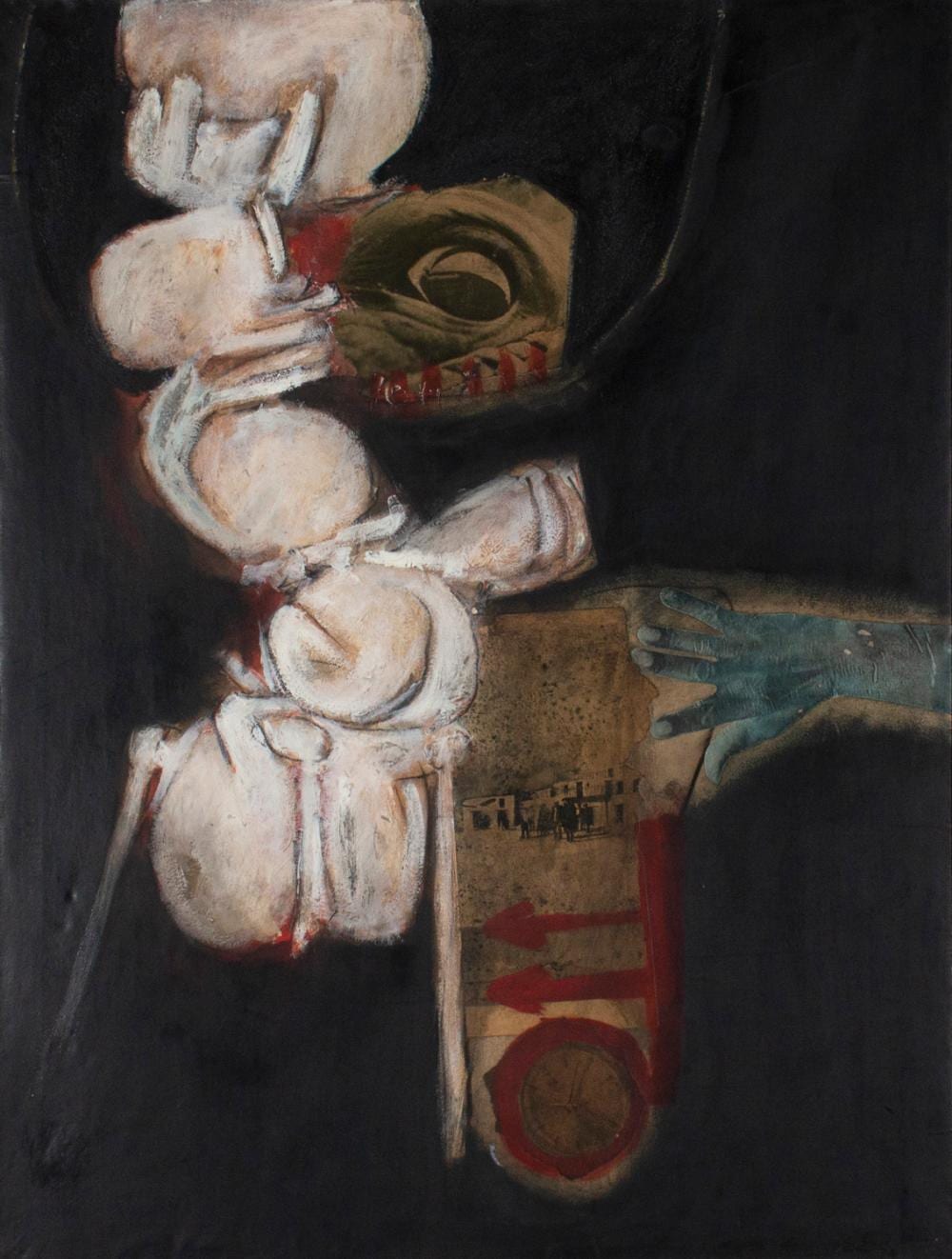 Emanuel Raft comparable auction result: emanuel raft untitled oil and collage on canvas