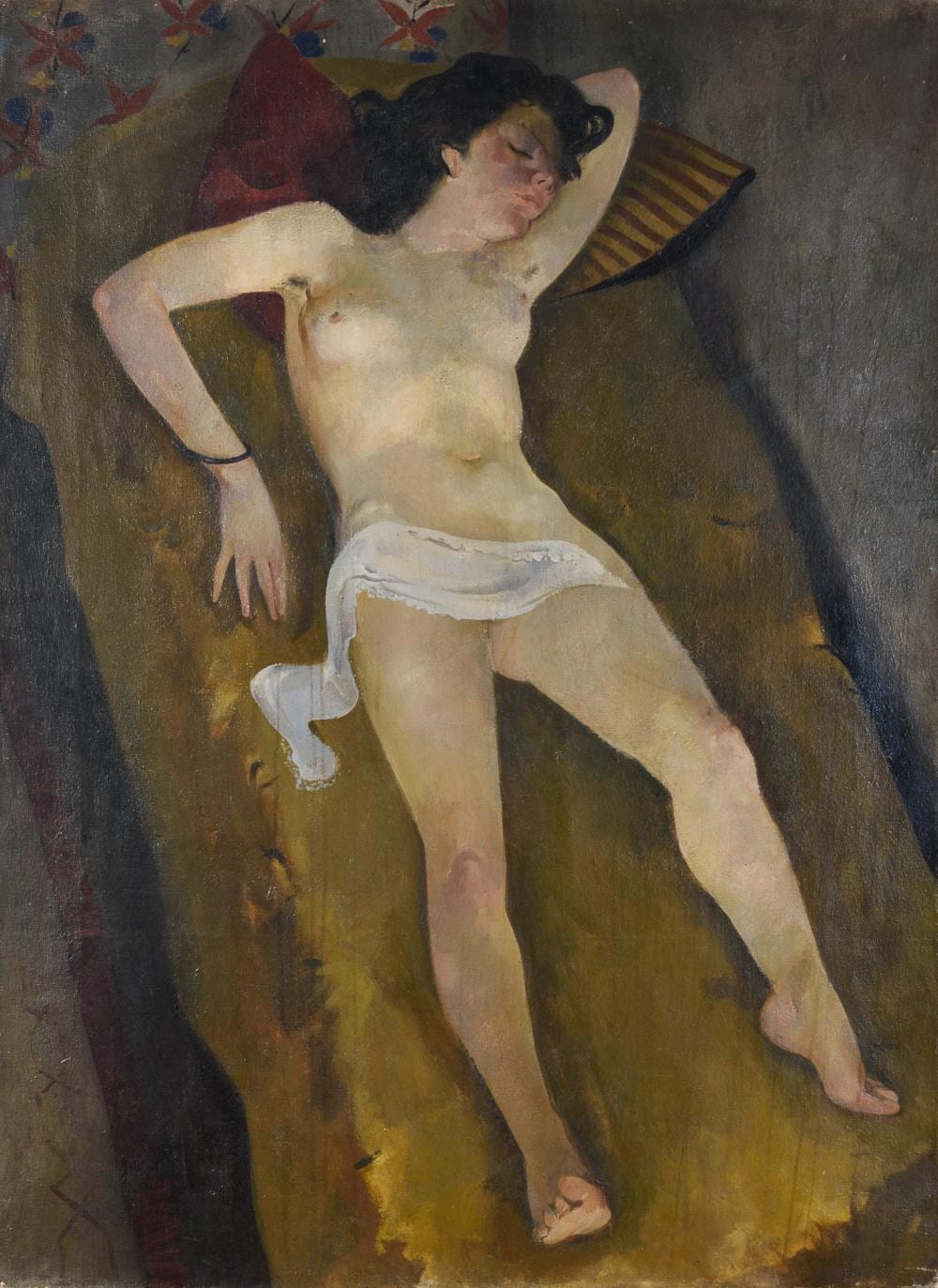 Nino Gasparri comparable auction result: oil painting of a woman on the beach by nino gasparri