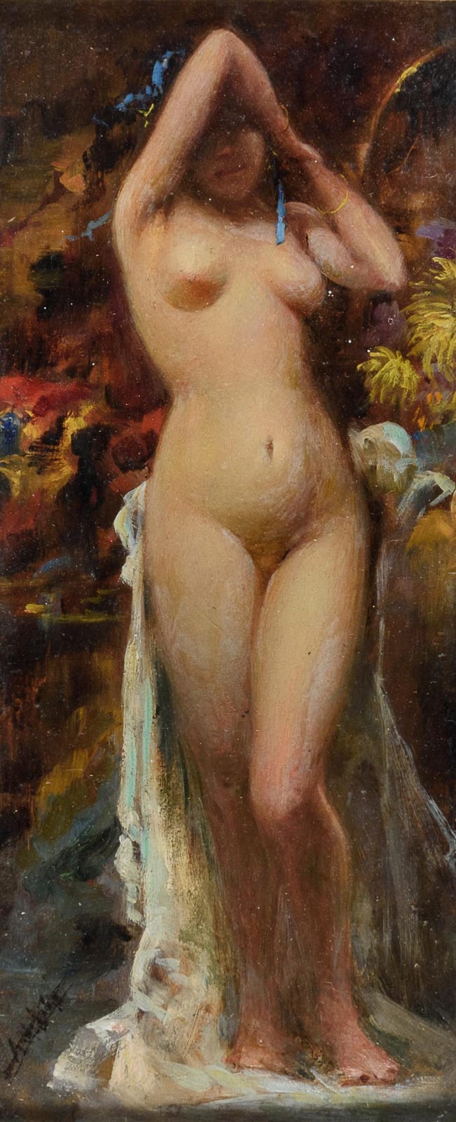 Temistocle Lamesi comparable auction result: oil nude by temistocle lamesi