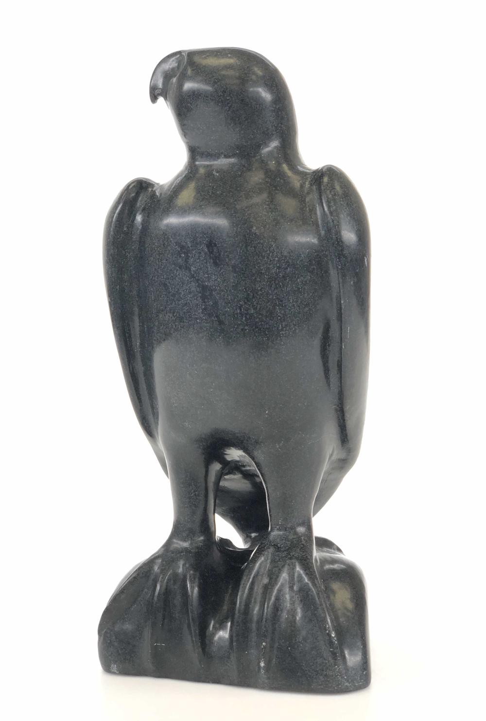 SIGNED INUIT HAND CARVED SOAPSTONE FALCON SCULPTURE sold by Bradford's, lot 1298 — auction record photograph