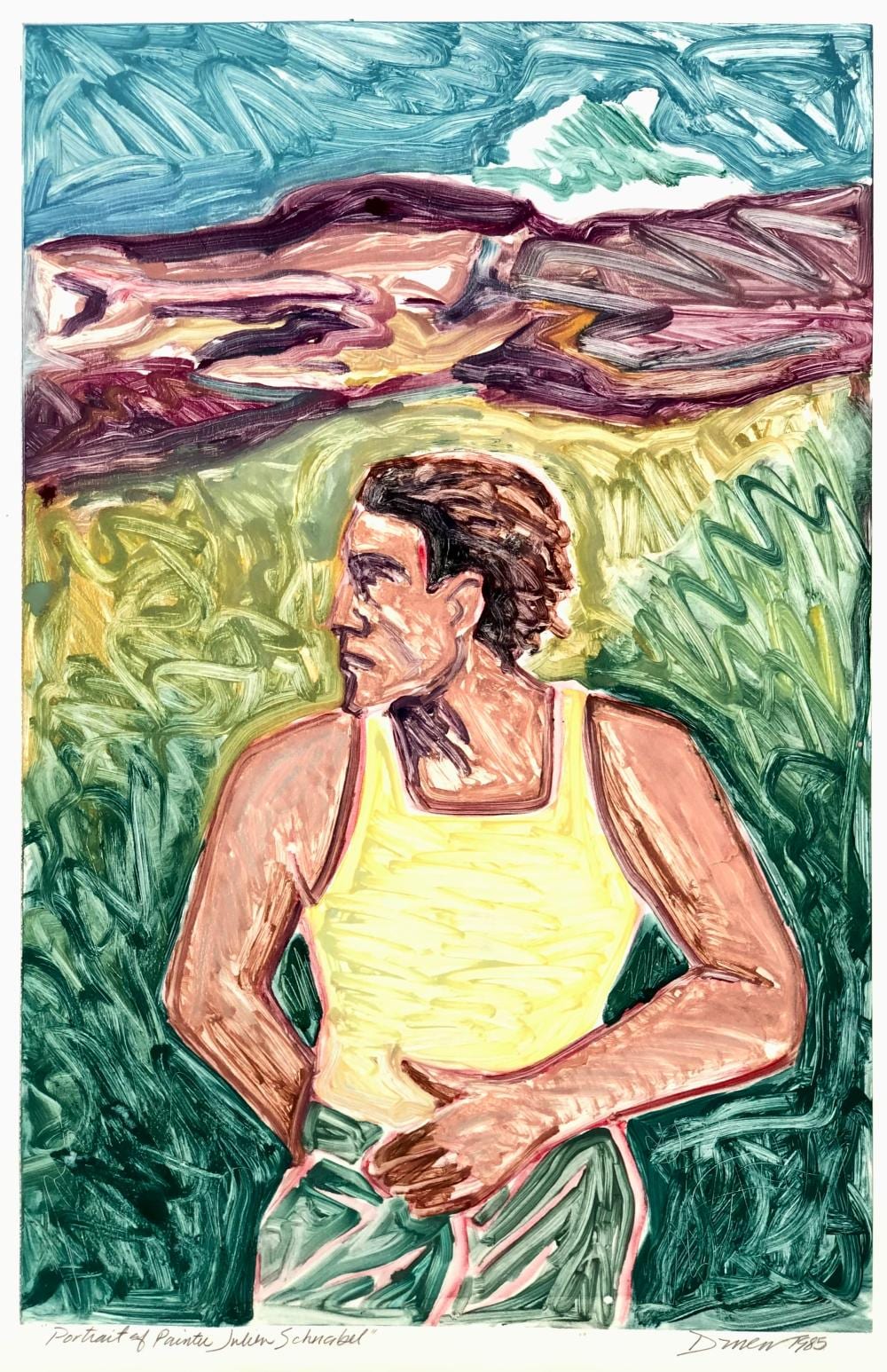 Darren Vigil Gray comparable auction result: darren vigil gray portrait of painter julian schnabel monotype