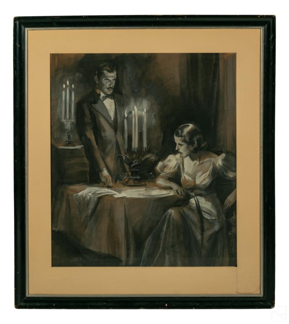 John LaGatta comparable auction result: john lagatta 1894 1976 romantic gouache painting
