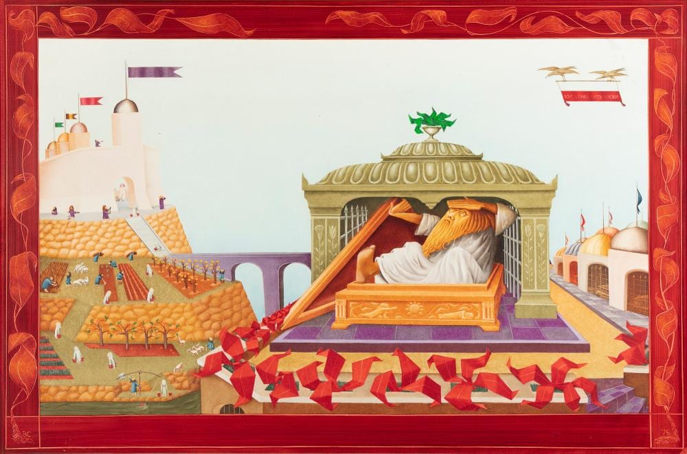 Finbar Castle comparable auction result: barry castle 1935 2006 the raising of lazarus oil on board 60 x 91cm 23 x 35 signed with initials and dated 19 79