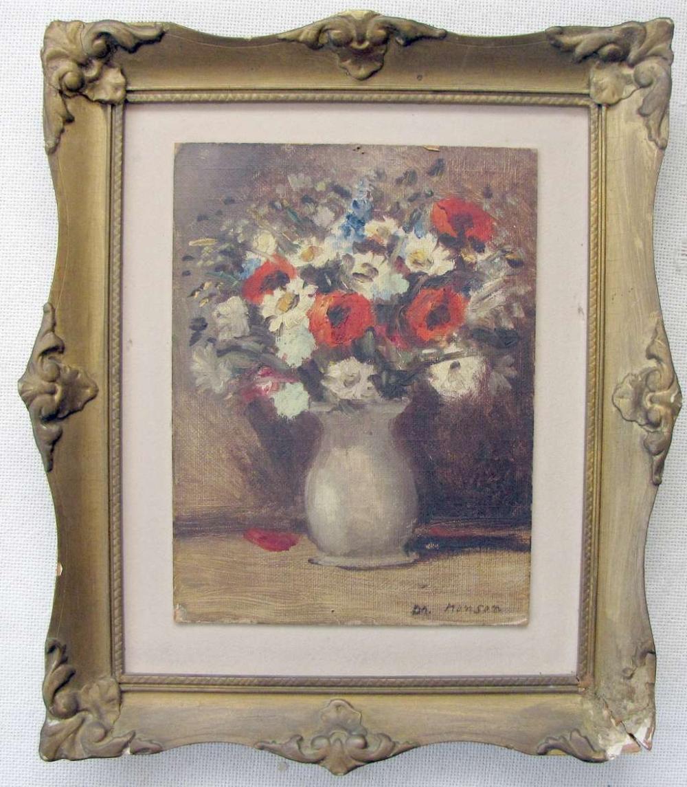 James Bolivar Manson comparable auction result: james bolivar manson english artist antique oil on panel painting vase with flowers signed framed