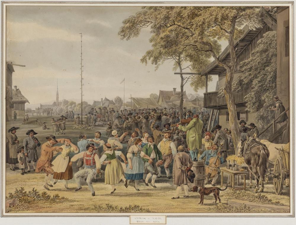 Wilhelm von Kobell comparable auction result: wilhelm von kobell fair with dancing peasants