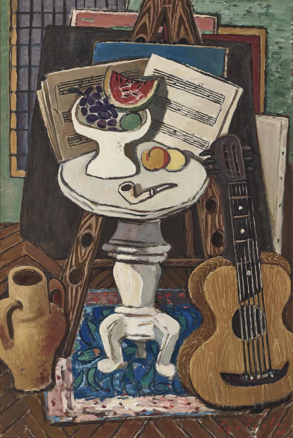 hermann geiseler still life with guitar 1965 · Neumeister · 2022-03-31 Hermann Geiseler comparable auction result: hermann geiseler still life with guitar 1965