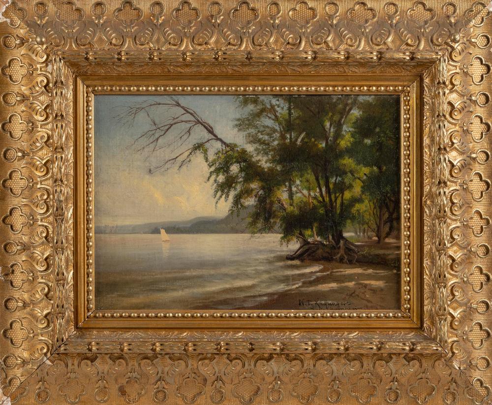 Nikolay Tysland Leganger comparable auction result: nikolay tysland leganger new york 1832 1905 view from crown point lake champlain vermont oil on board 9 5 x 13 5 framed 17 5 x 21 5