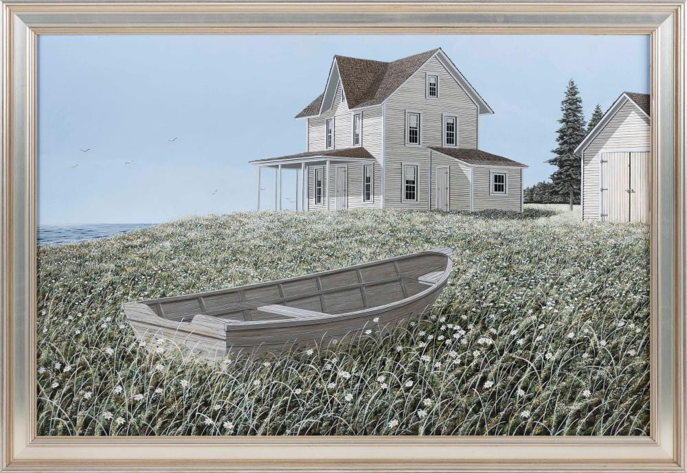 James H. Cromartie comparable auction result: james h cromartie nantucket massachusetts b 1944 house and rowboat in a field of daisies acrylic on board 24 x 36 framed 28 x 39 75