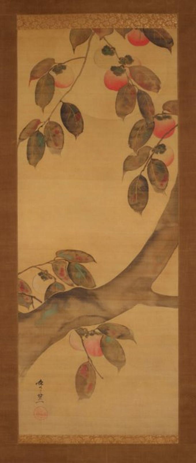 Suzuki Kiitsu comparable auction result: suzuki kiitsu 1796 1858 persimmon and moon hanging scroll ink color and