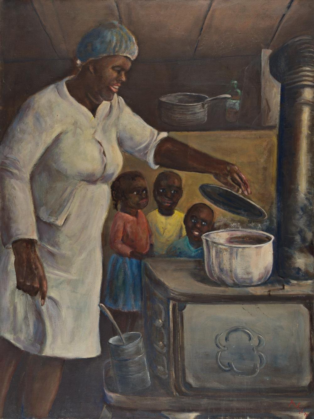 Rex Goreleigh comparable auction result: rex goreleigh 1902 1986 untitled woman and children at stove