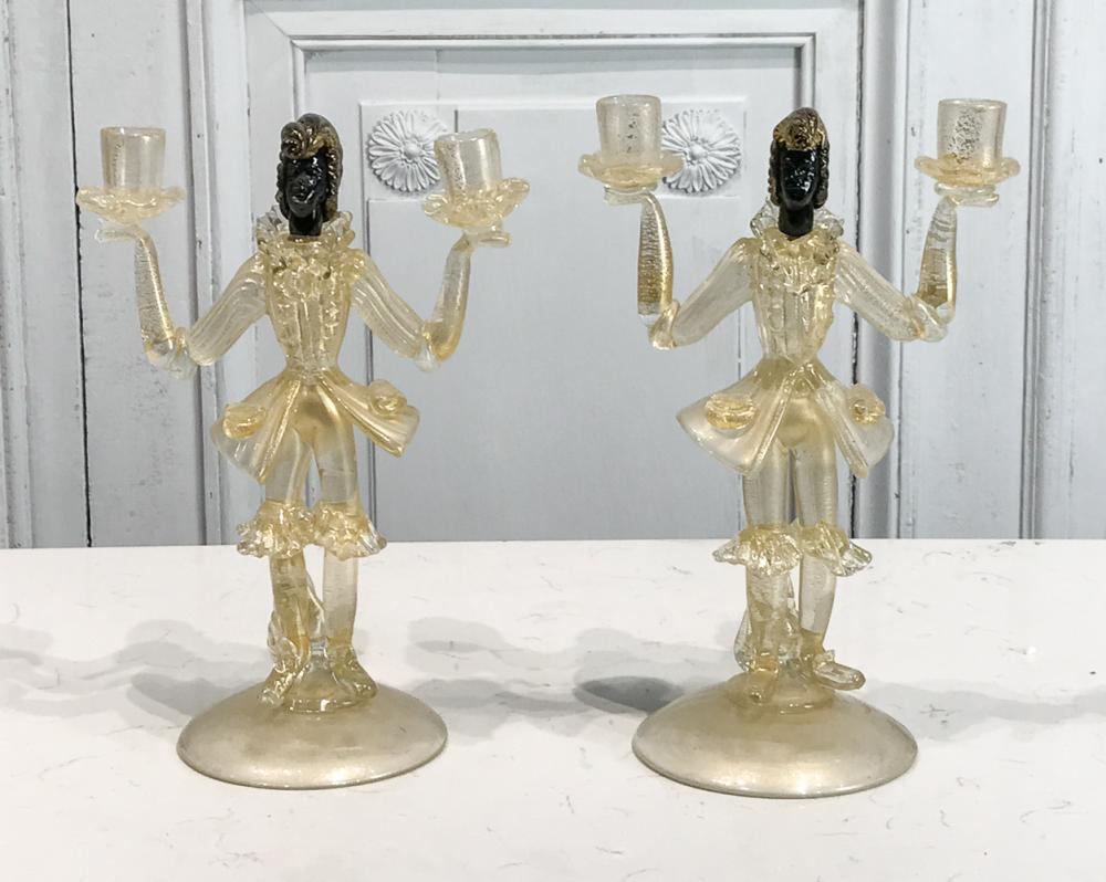 Pair Venetian Murano Glass Candelabra sold by J. Garrett Auctioneers, lot 194 — auction record photograph