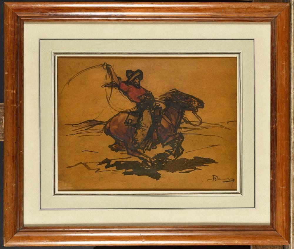 Henri Deluermoz comparable auction result: henri deluermoz 1876 1943 le cow boy encre et go