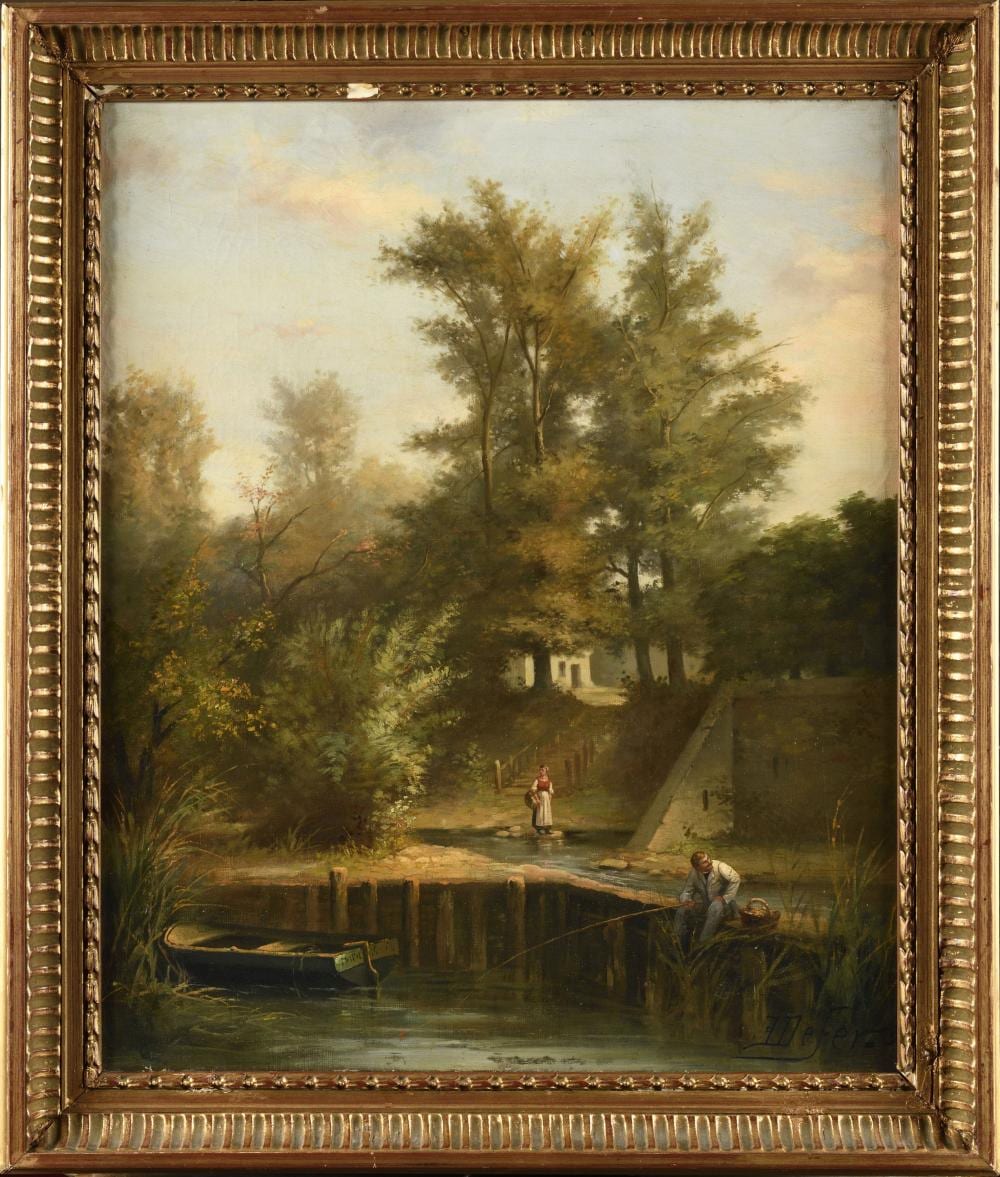 Jean Joseph Jules Defer comparable auction result: jules defer 1803 1902 paysage anim d un p cheur