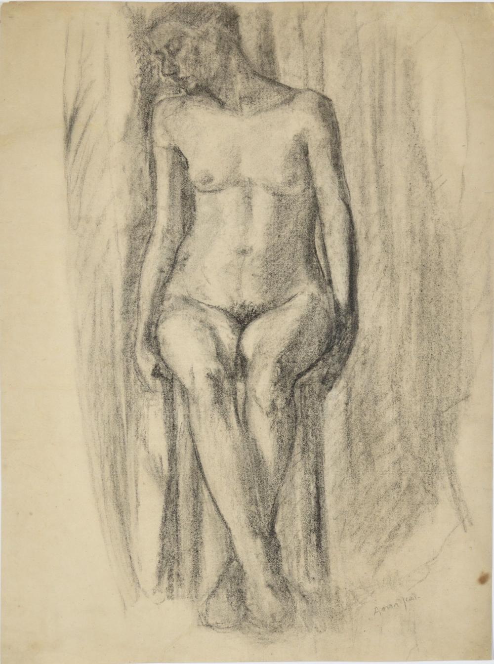 Edmond Aman-Jean comparable auction result: edmond aman jean 1858 1936 femme nue assise fusa