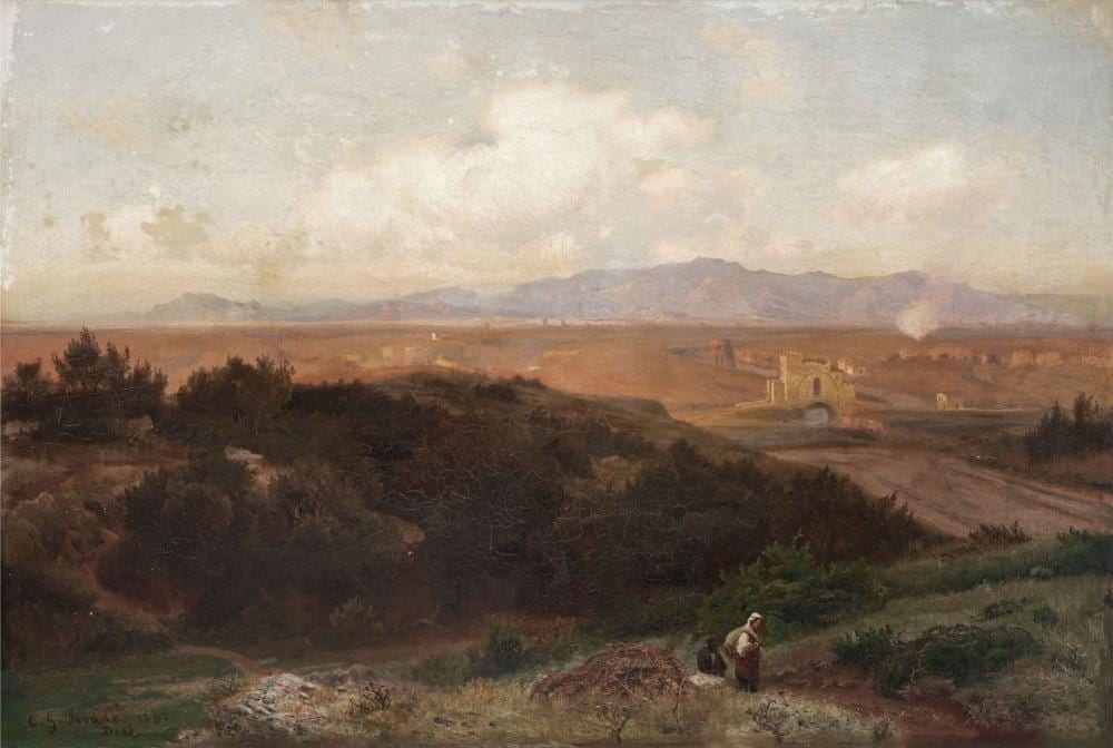Carl Gustav Rodde comparable auction result: carl gustav rodde r mische campagna mit blick auf die ponte nomentano 1862