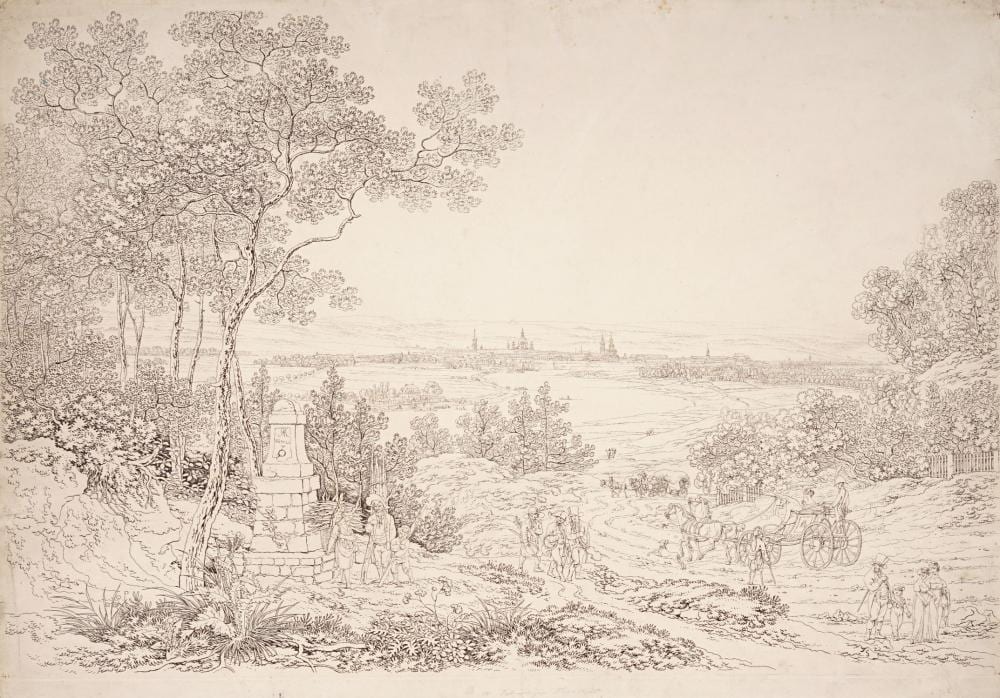 Carl August Richter comparable auction result: carl august richter zugeschr blick auf dresden von der bautzner stra e beim meisenberg aus um 1800