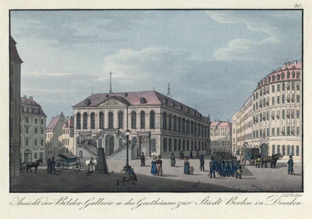 johann carl august richter ansicht der bilder gallerie u des gasthauses zur stadt berlin in dresden um 1830 · Schmidt Kunstauktionen Dresden OHG · 2022-03-26 Johann Carl August Richter comparable auction result: johann carl august richter ansicht der bilder gallerie u des gasthauses zur stadt berlin in dresden um 1830
