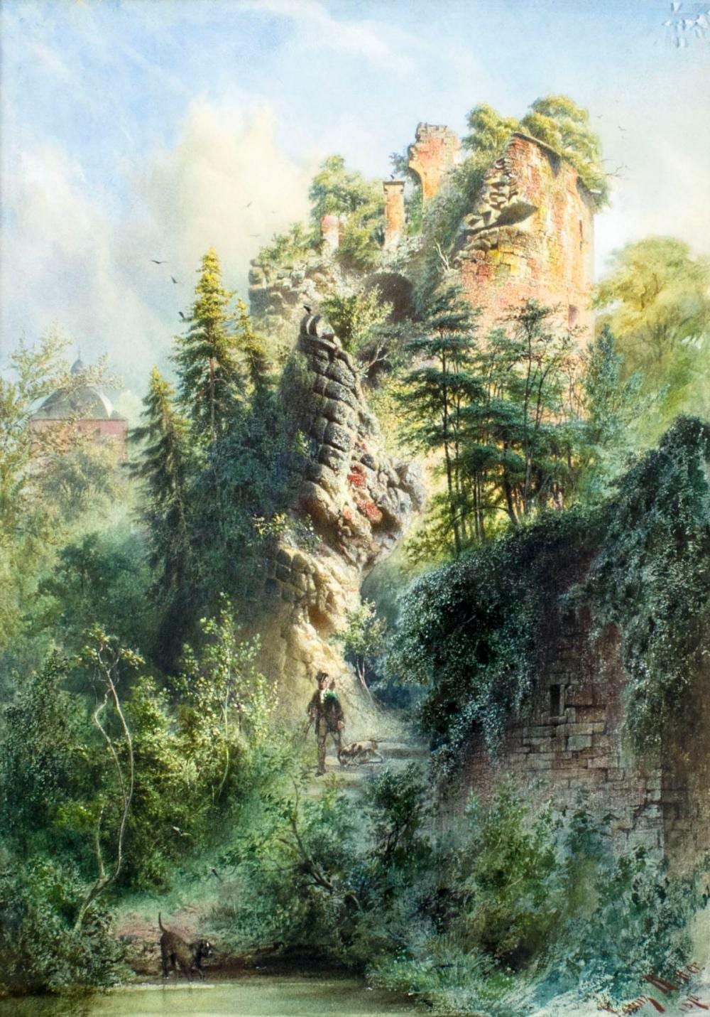 Lorenz Ritter comparable auction result: lorenz ritter german 1832 1921 watercolor painting antique