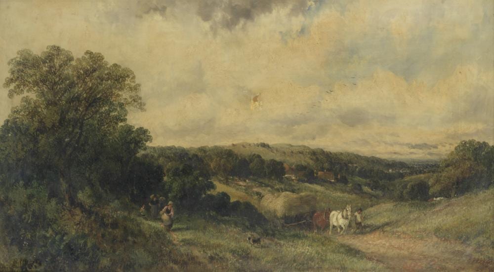 Edwin L. Meadows comparable auction result: edwin l meadows british fl 1854 1872 landscape with a haycart and figures on a path
