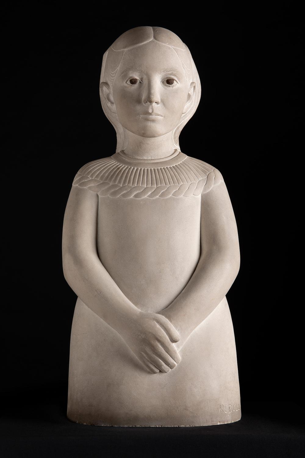 Joan Rebull comparable auction result: joan rebull reus 1899 barcelona 1981 girl stone sculpture signed on the lower right hand side