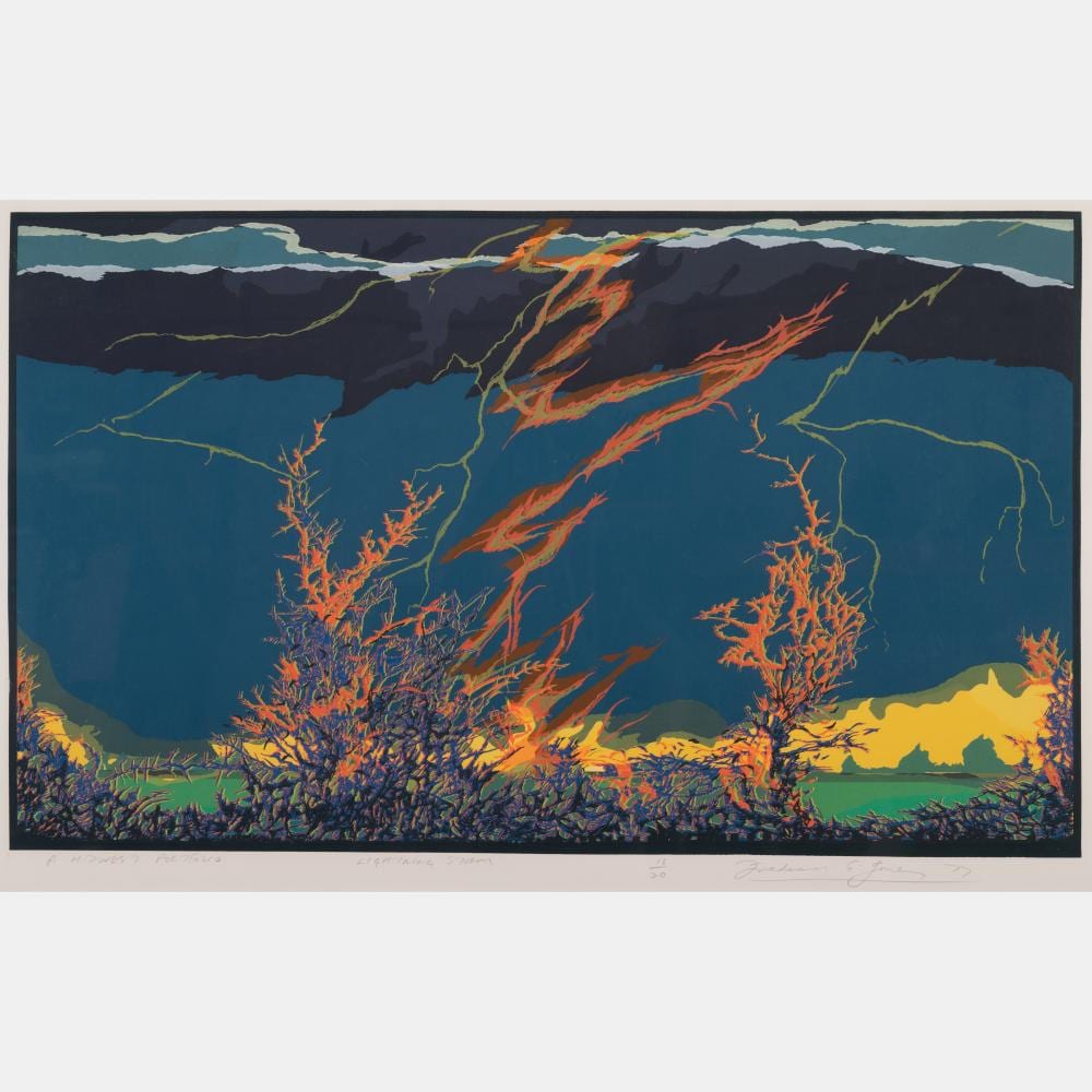 Fred Jones comparable auction result: fred jones american 1914 2004 lightning storm from a midwest portfolio 1977