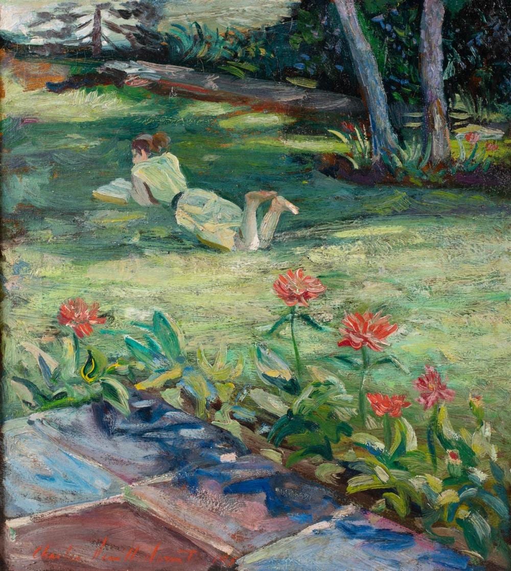 Charles Merrill Mount comparable auction result: charles merrill mount american 1928 1995 reading a book 1951 oil on canvas 20 x 18 in 24 1 2 x 22 1 2 in framed