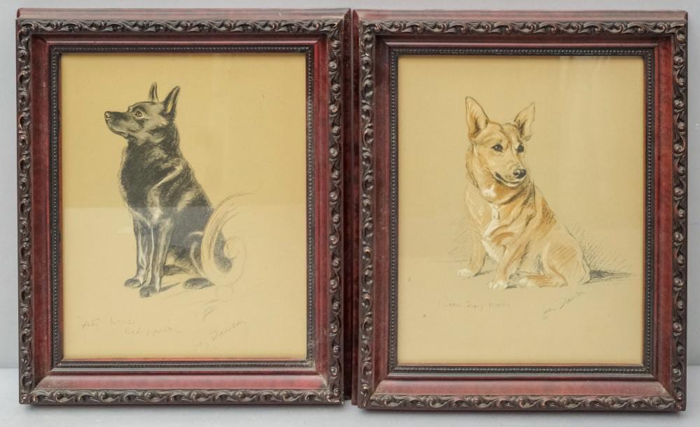 Lucy Dawson comparable auction result: lucy dawson pair of dog portraits
