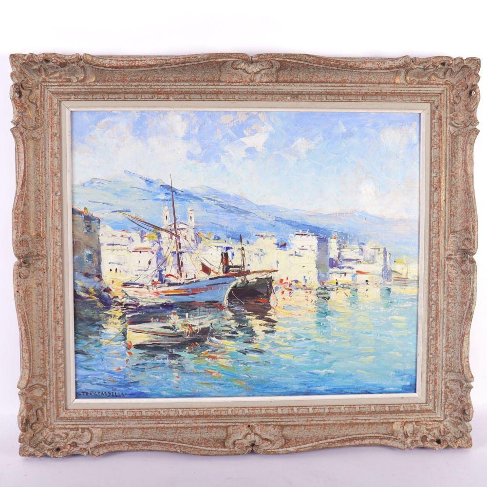 Tony Cardella comparable auction result: tony cardella 1898 1976 port du midi huile sur isorel sign en bas gauche 54 x 65 cm expert e