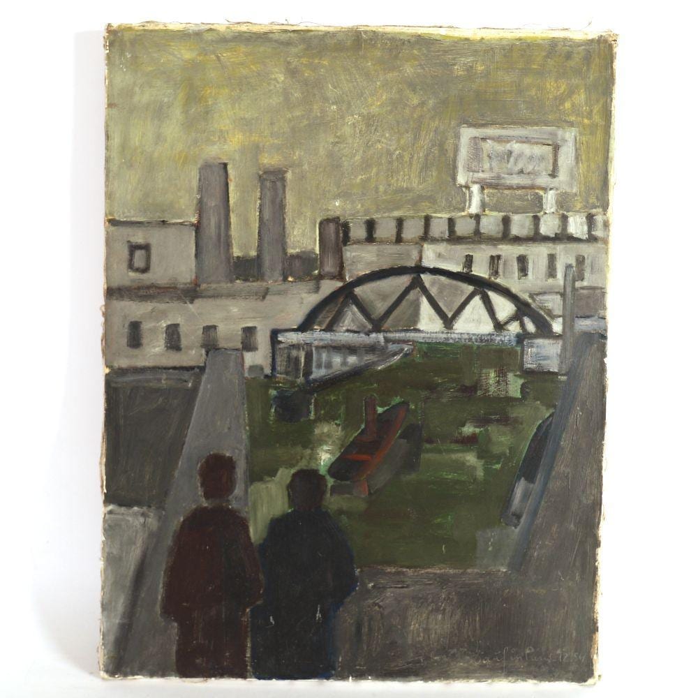 jacques daufin n en 1930 deux personnages regardant un bateau sur la seine huile sur toile sign e · Paris Oise Enchères · 2022-03-27 Jacques Daufin comparable auction result: jacques daufin n en 1930 deux personnages regardant un bateau sur la seine huile sur toile sign e