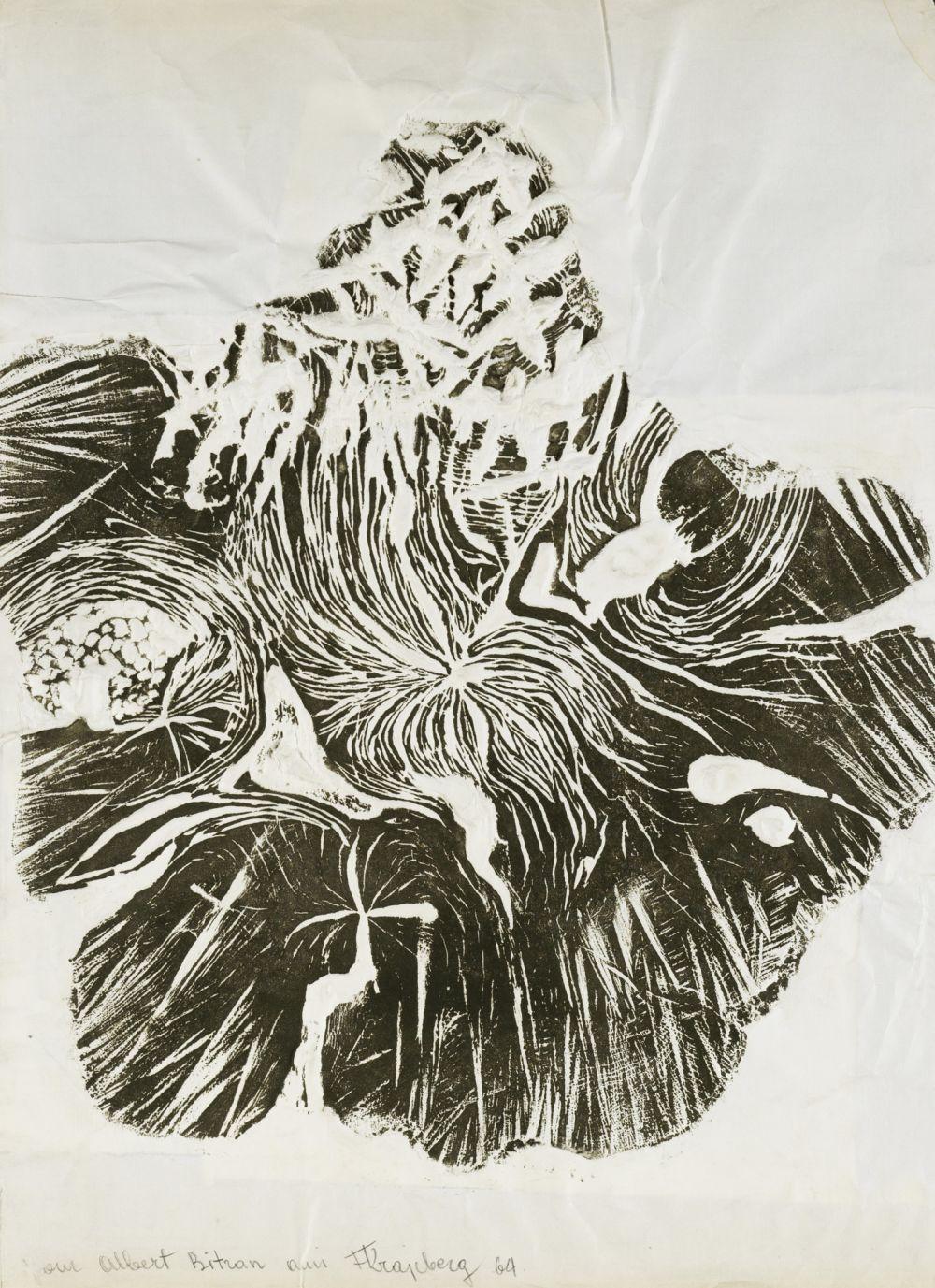 Frans Krajcberg comparable auction result: frans krajcberg 1921 2017 sans titre1964 empreinte et embossage sur papier sign et dat en bas