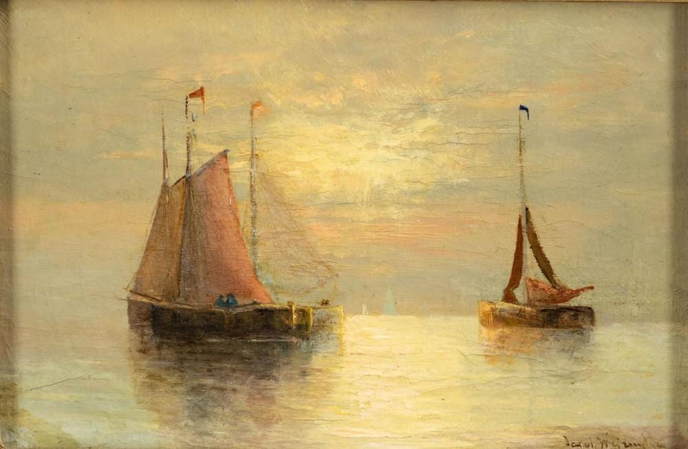Jacob Willem Gruijter comparable auction result: jacob willem gruijter 1856 1908 scheepjes op kalme zee olieverf op doek r o gesigneerd b 21