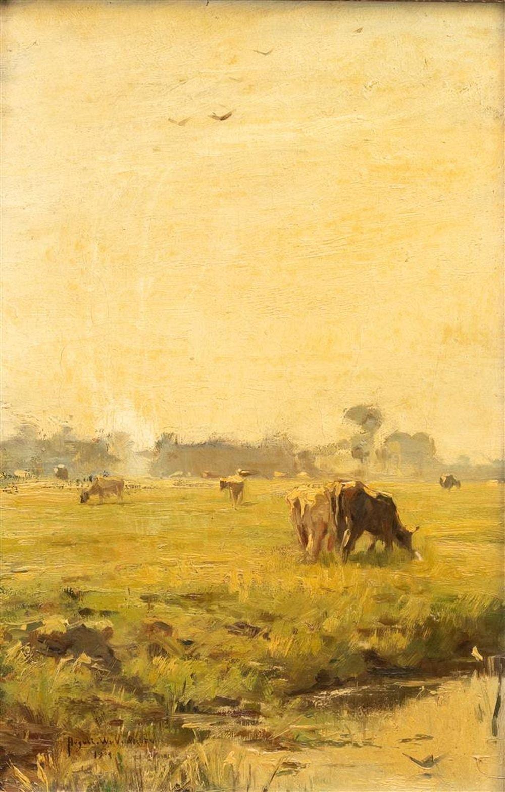 August Willem van Voorden comparable auction result: august willem van voorden 1881 1921 weidelandschap met koeien olieverf op doek l o gesigneerd