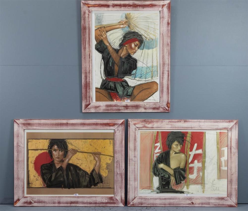 Nico Vrielink comparable auction result: nico vrielink 1958 aziatishe schonen 3x zeefdruk 48 200 alle hand gesigneerd a ca 54 x 77