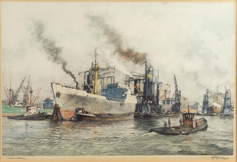 Hendrikus Elias Roodenburg comparable auction result: hendrikus elias roodenburg 1895 1987 maashaven rotterdam kleurenets r o handgesigneerd b 32