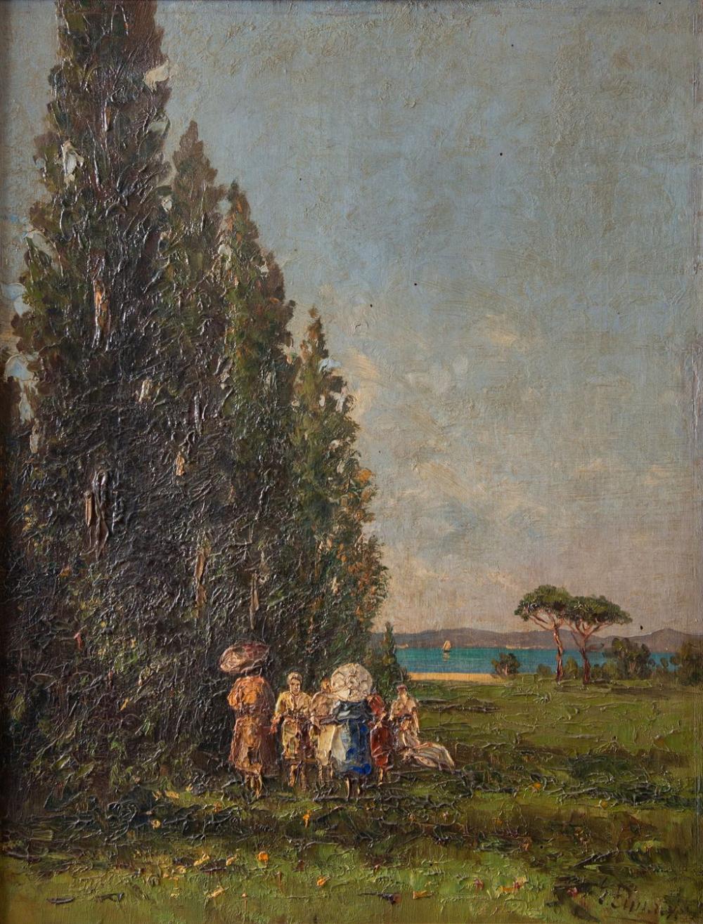 Giuliano Amadori comparable auction result: giuliano amadori bologna 1893 1972 figure sul lago 1928 olio su tavola cm 72 5x55 5 opera