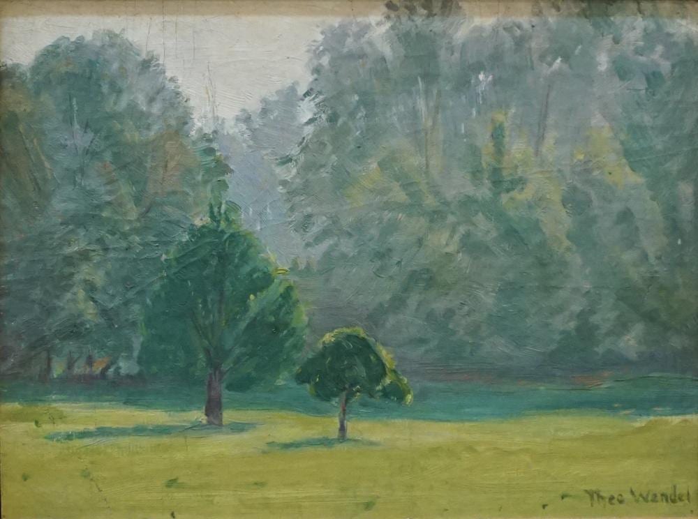 Theodore Wendel comparable auction result: theodore wendel american 1859 1932 summer landscape oil on board framed 16 1 2 x 19 1 2 in