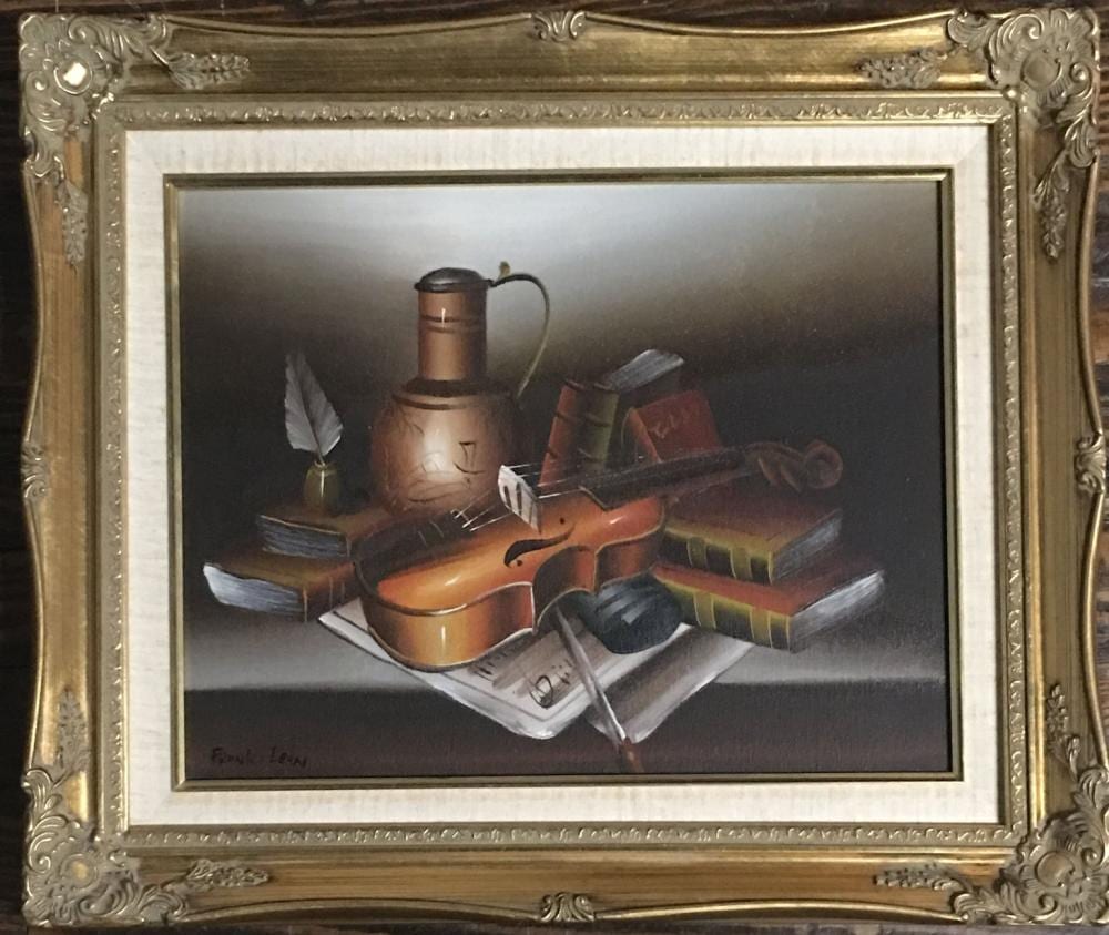 Frank Lean comparable auction result: frank lean oil on canvas still life