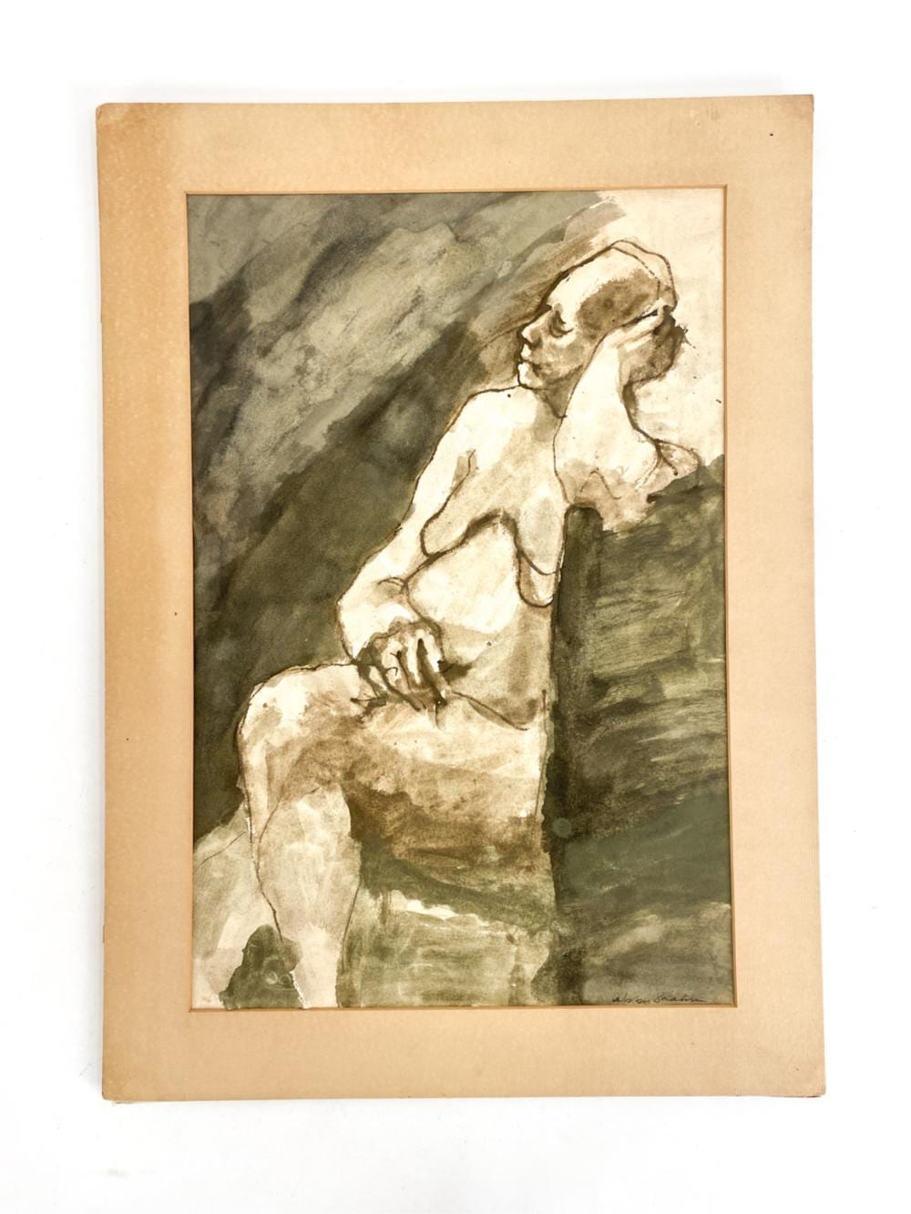 Abby Shahn comparable auction result: abby shahn american 1940 ink wash